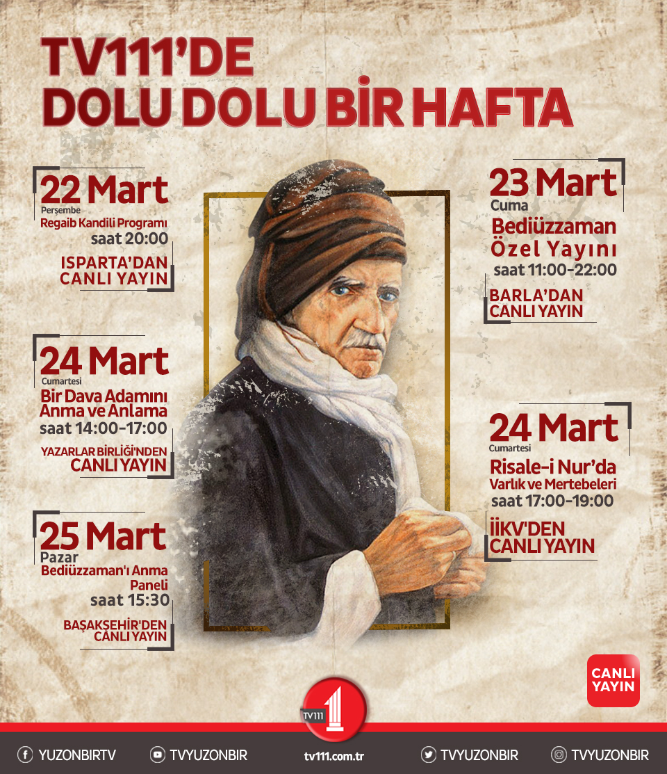 TV111’de Dolu Dolu Bir Hafta: Bediüzzaman Haftası